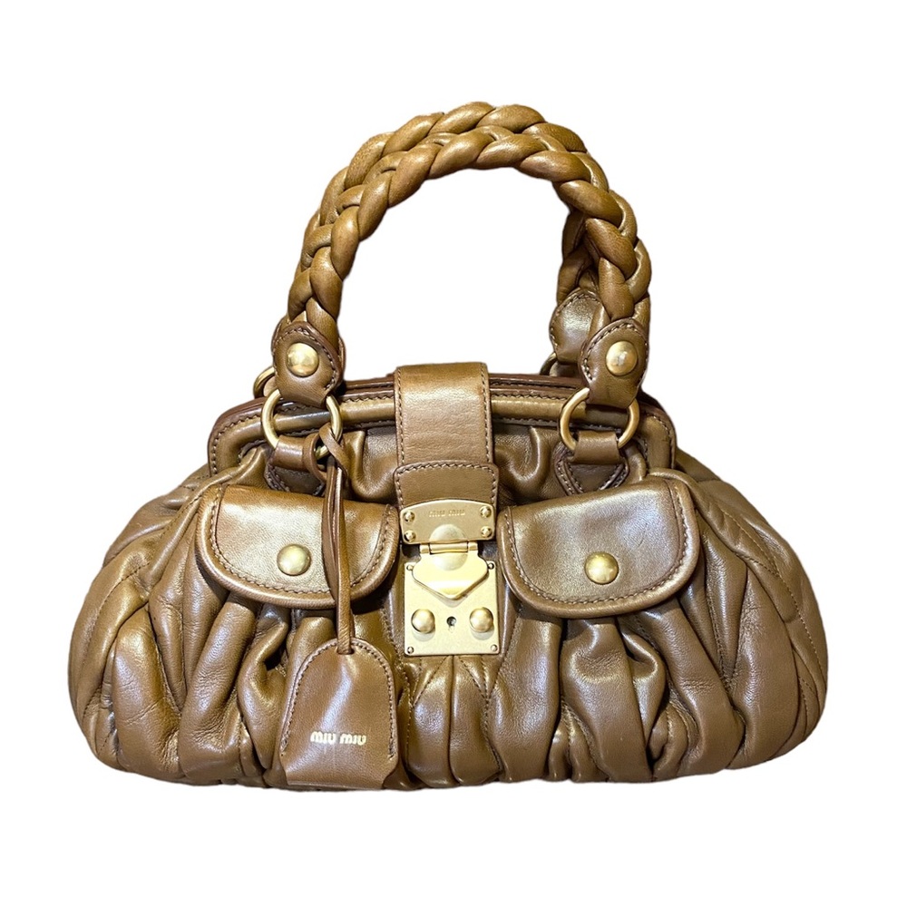 Miu Miu Brown Shoulder Bag with Elegant Gathered Design